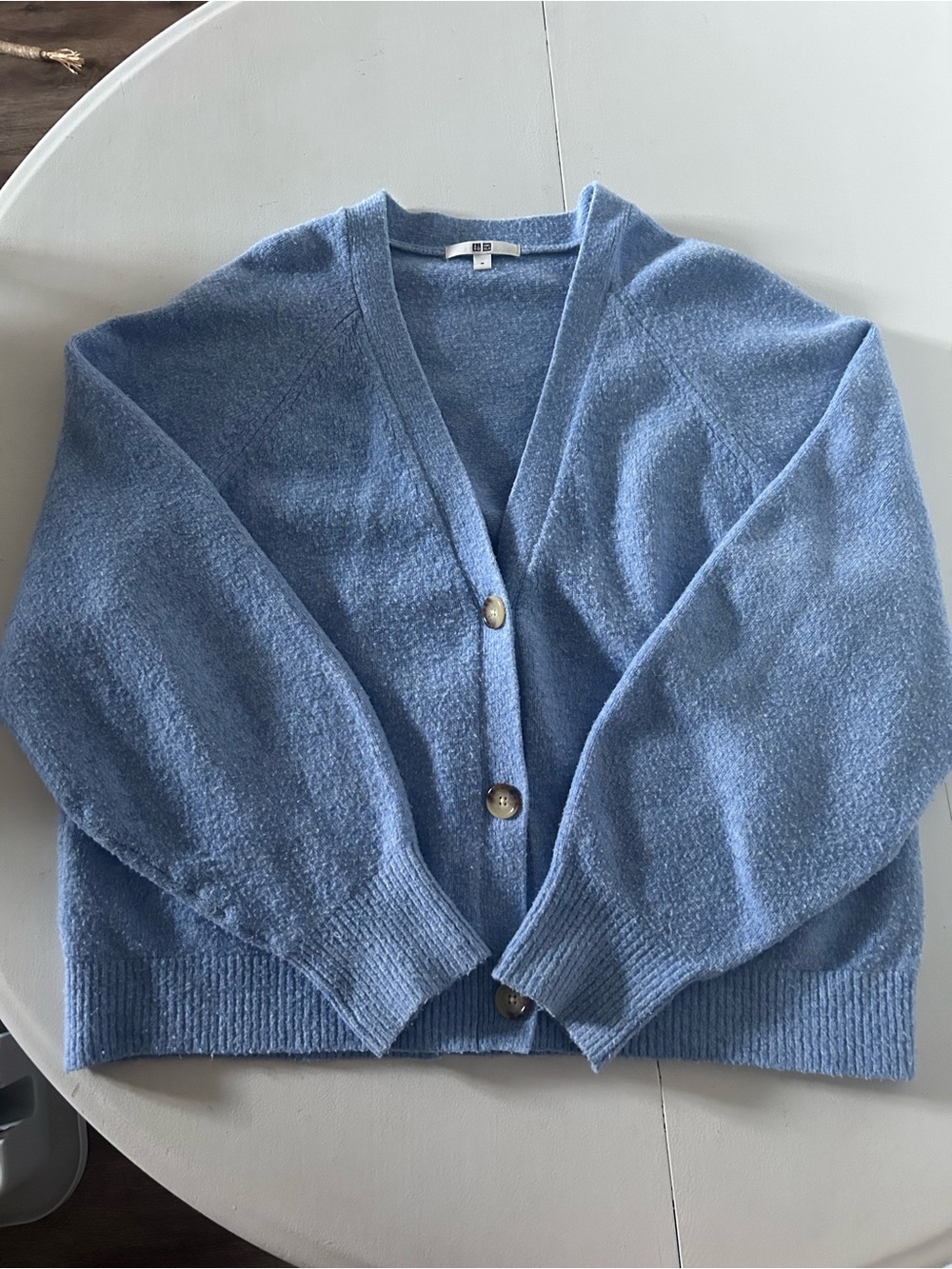 Uniqlo Light Blue V‑Neck Button Front Cardigan